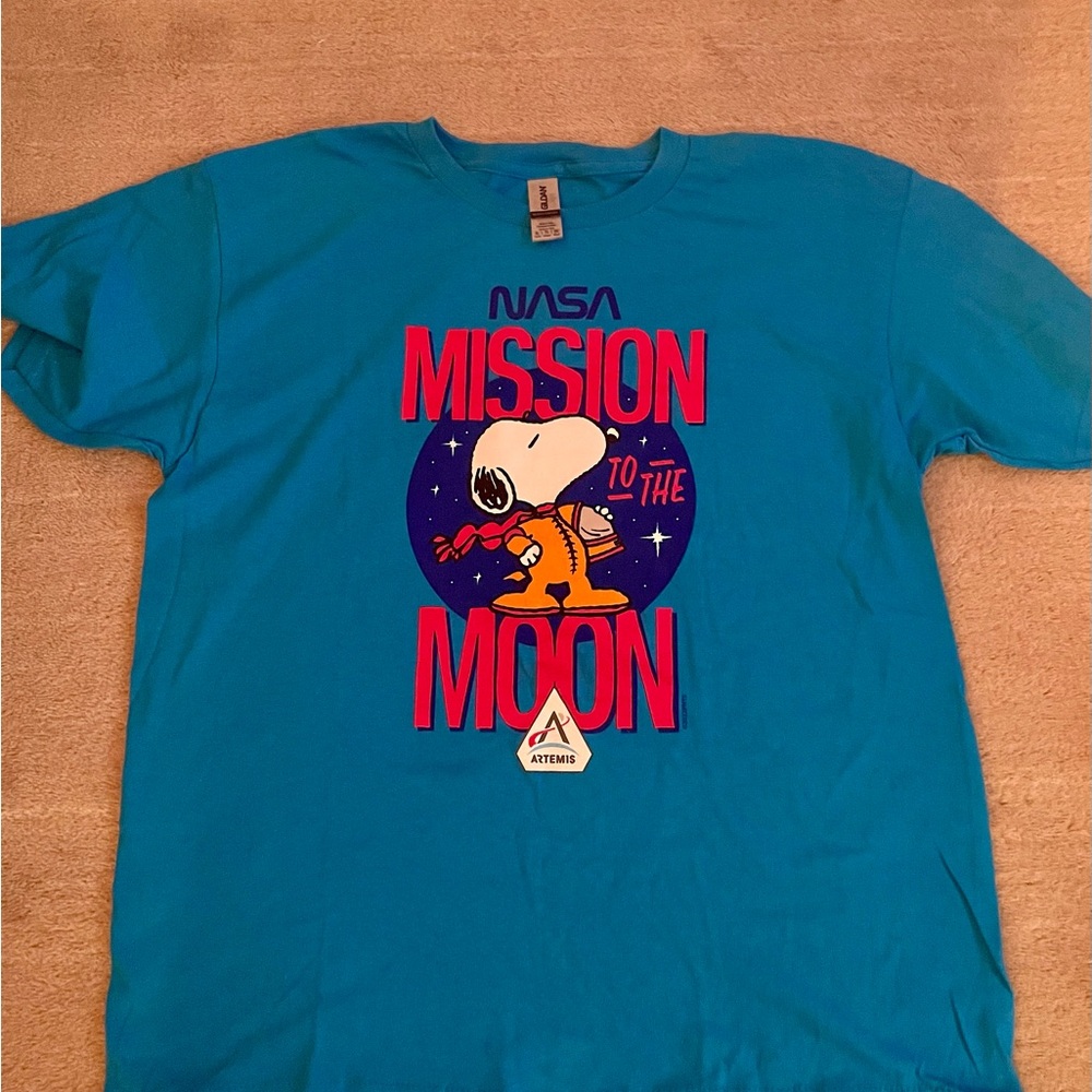 Teal NASA Snoopy Moon Mission Tee